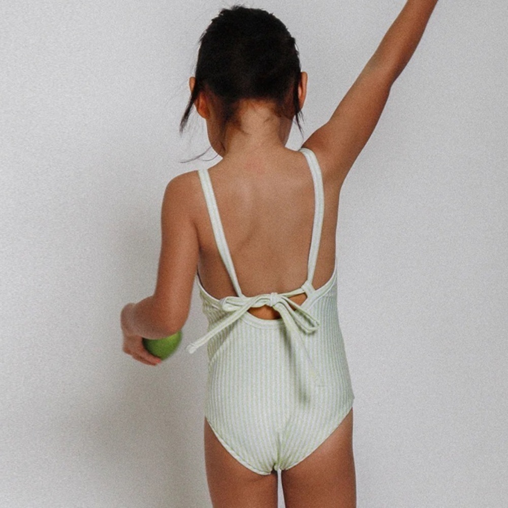 INA Swim Mara One-Piece Green and White Stripe sz 6M